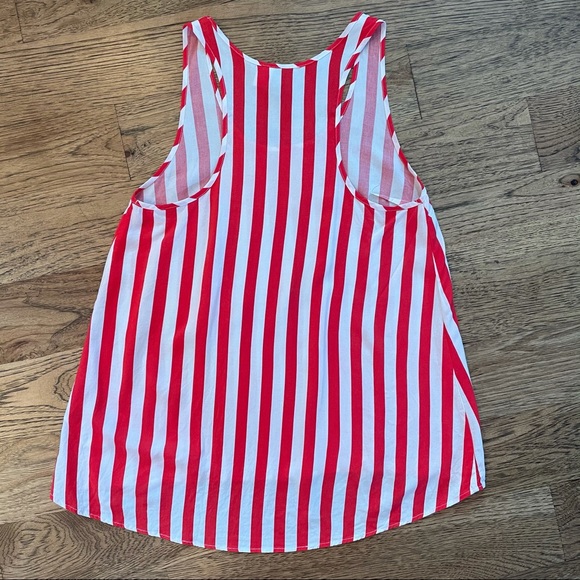 Divided by H&M Womens Red & White Vertical Striped Flowy Tank Top Size 6 - Picture 2 of 5